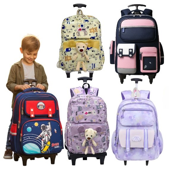 Mochila Escolar De Rodinhas carrinho Juvenil feminina e masculina menino e menina