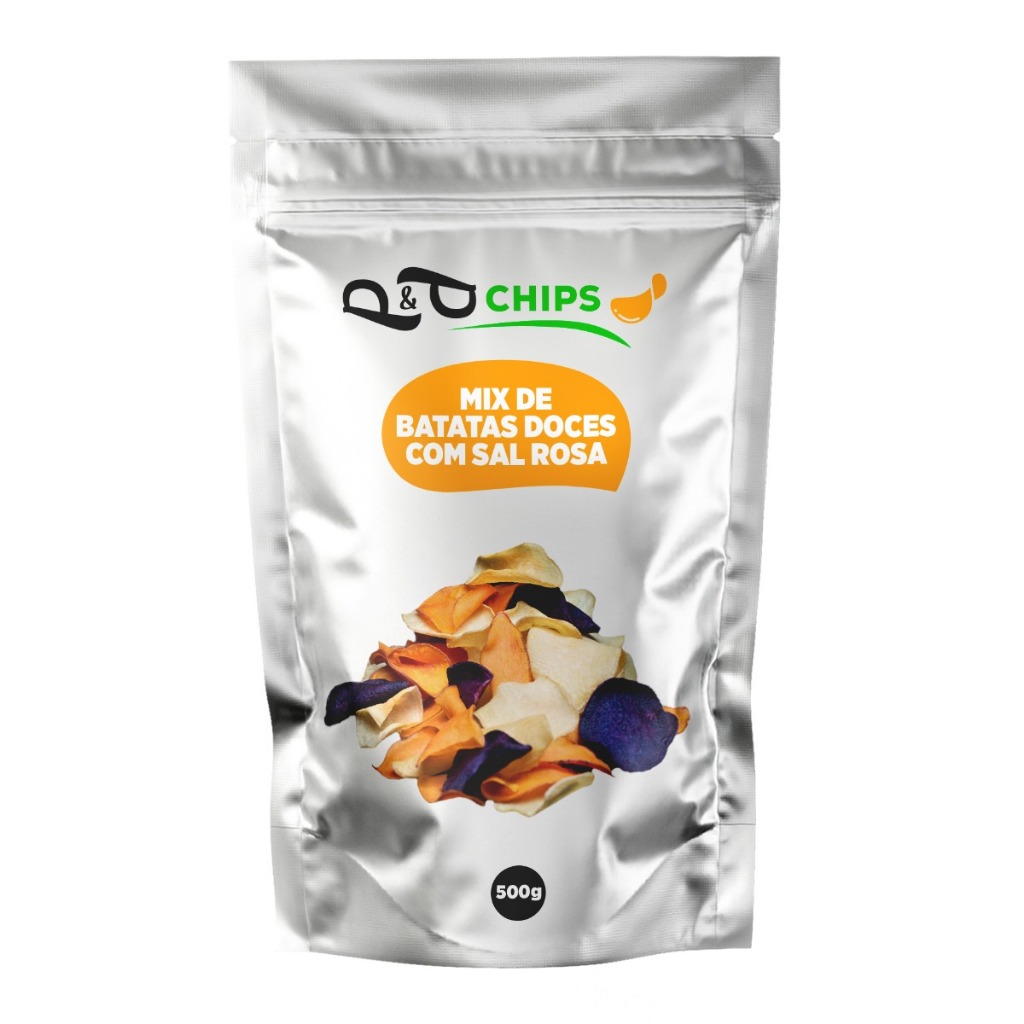 Mix de Batata Doce Chips P&P - com Sal Rosa 500g em Oferta na Shopee