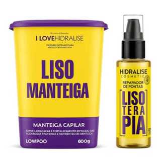 Kit Lisoterapia Manteiga Capilar Manteiga 600g + Óleo Reparador de Pontas 60ml em Oferta na Shopee