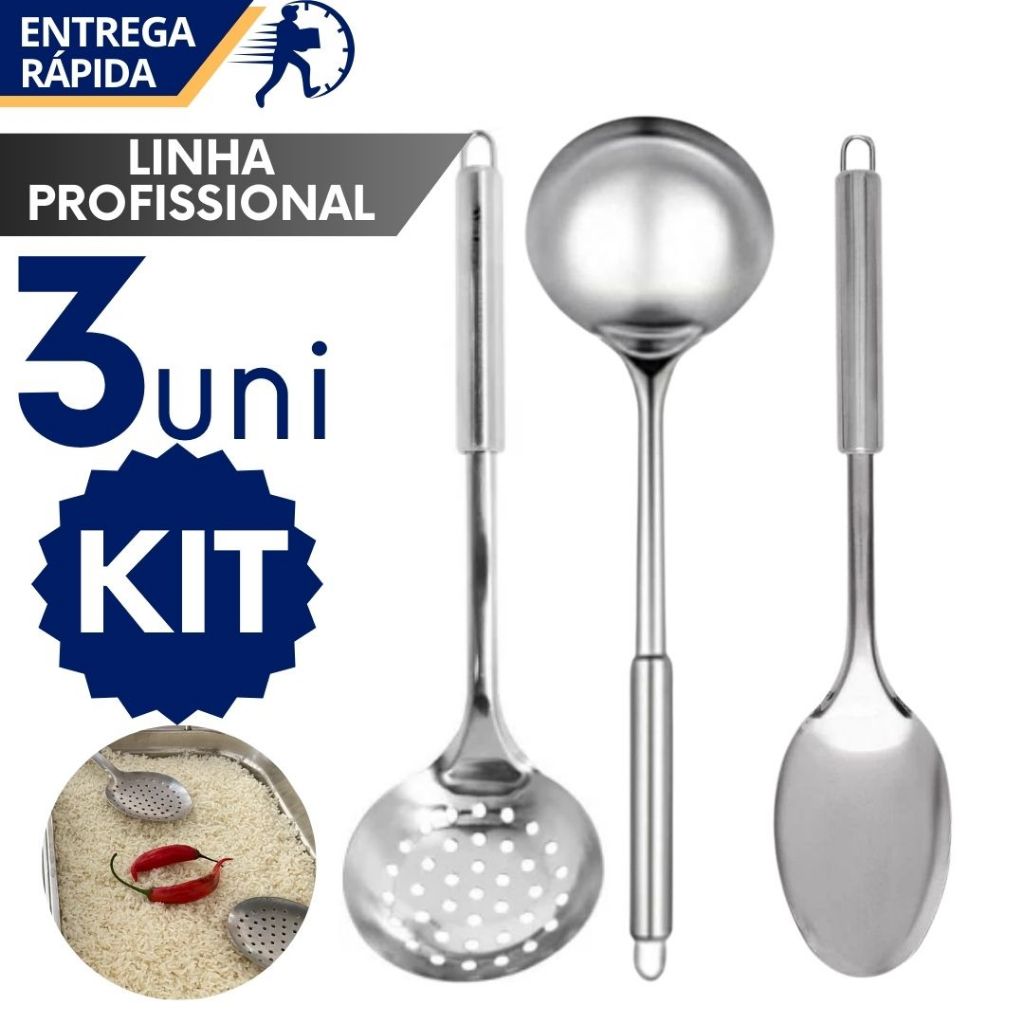 Utensilio de Cozinha Colher Escumadeira Concha Utensílios em Inox para Restaurante