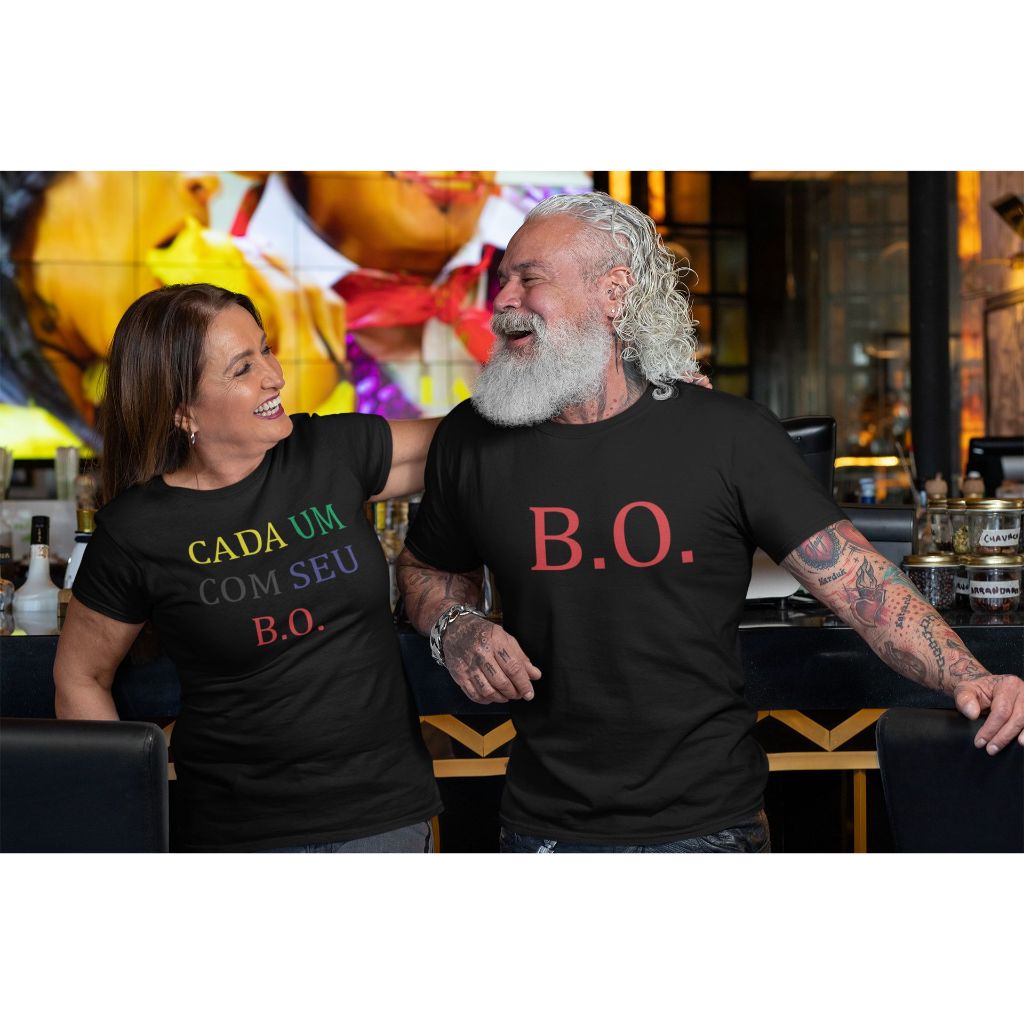 Kit Casal Carnaval Engraçado camiseta "Cada Um Com Seu B.O" Carnaval, CAMISETA ADULTO CARNAVAL
