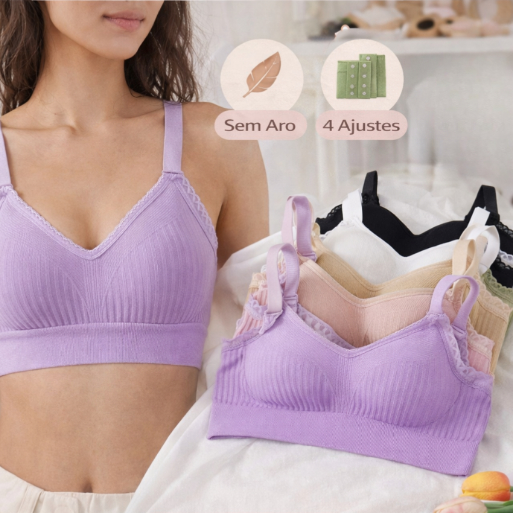 Top Feminino Sutiã Poliamida Sem Aro com 4 Ajustes Confortável Básico Reforçado de Microfibra em Oferta na Shopee
