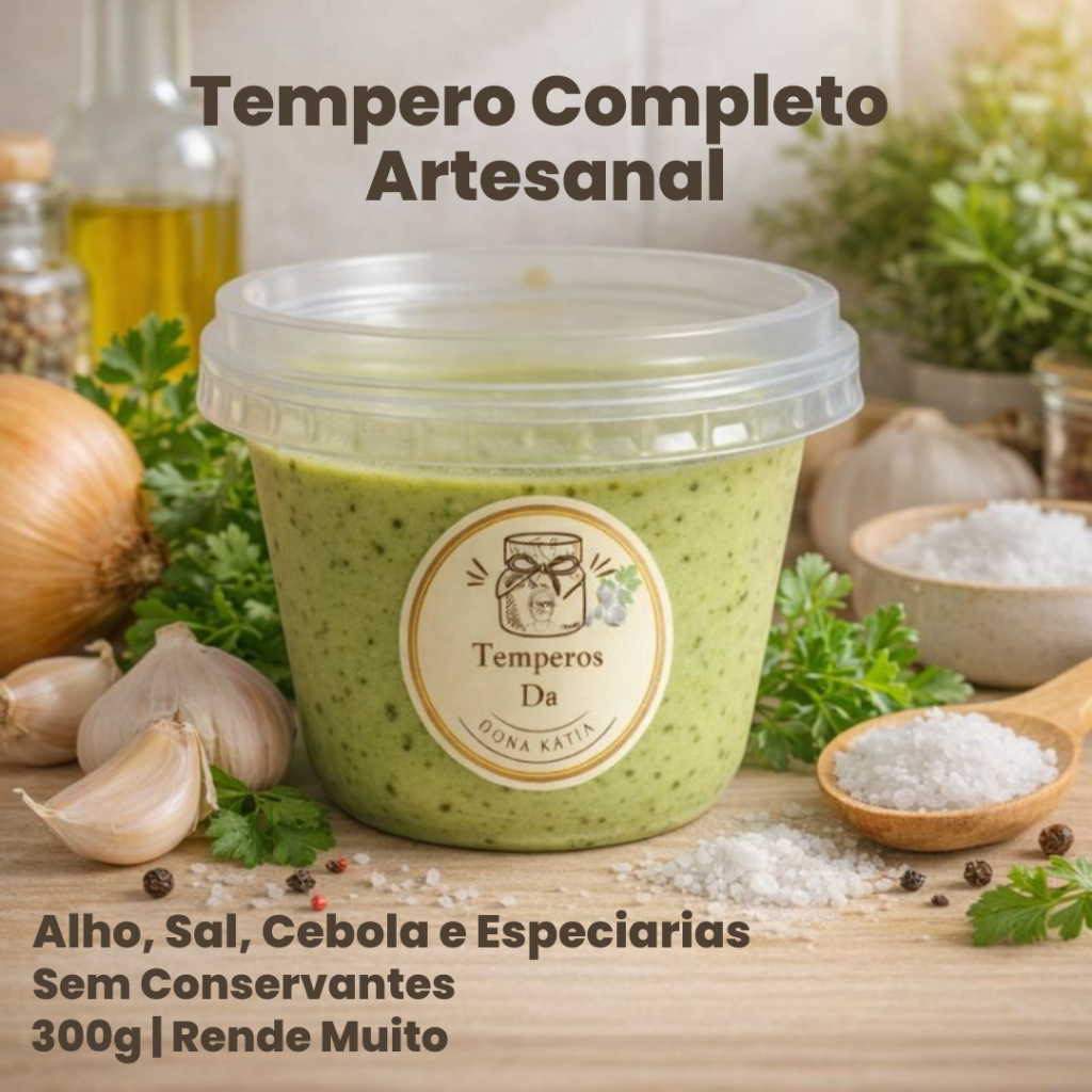 Tempero Completo Alho e Sal Artesanal | Caseiro, S/Conservantes | Ideal p/ Arroz, Carnes e Refogados em Oferta na Shopee