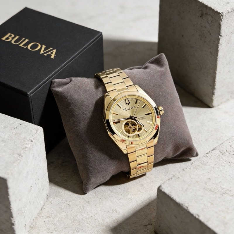 Bulova 97A182 Surveyor Men’s Gold-Tone Dial Stainless Steel Automatic Watch 39mm