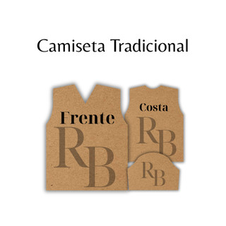 Molde de camiseta tradicional, Modelagem de camiseta tradicional gola V manga curta em papel kraft 100 gr