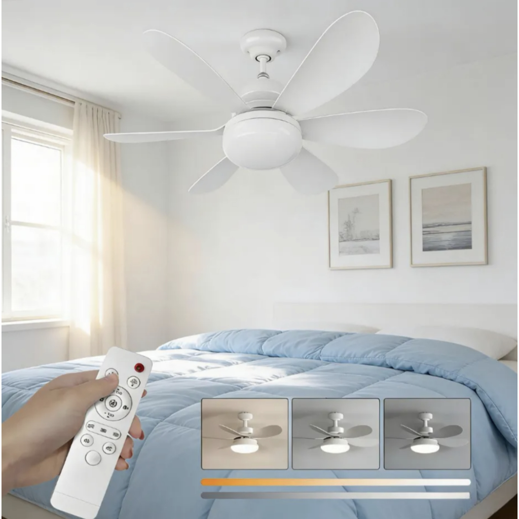 Luminária 80W 60W Ventilador De Teto 6 Hélices Luz Ajustável Controle Remoto Silencioso E Econômico em Oferta na Shopee