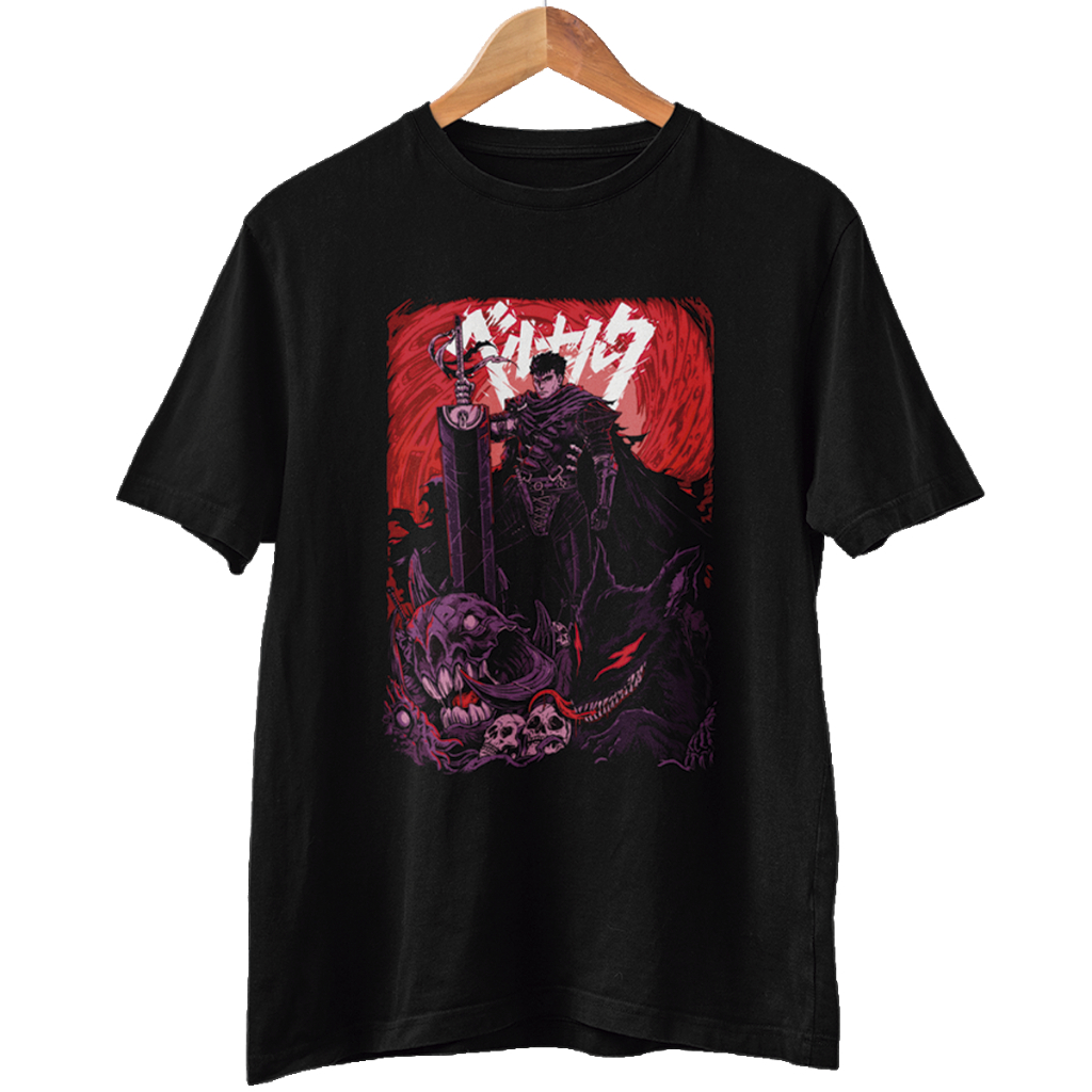 Camiseta Berserk Anime Tshirt 100% algodão Unissex Demons