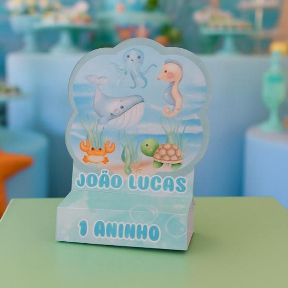Porta bis duplo Lembrancinha Personalizados- Festa Infantil - Fundo do Mar Caixinha Bis
