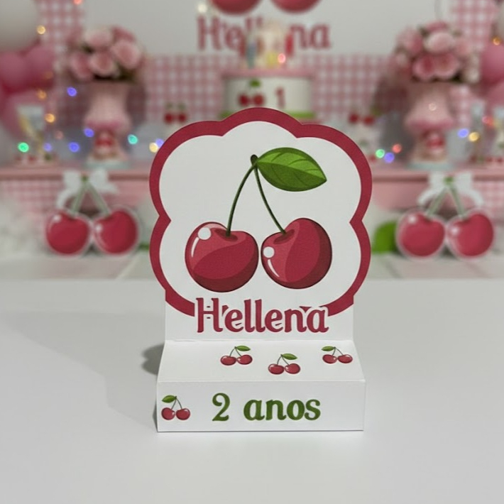 Porta bis duplo Lembrancinha Personalizados- Festa Infantil - Cerejinha Cereja Caixinha Bis