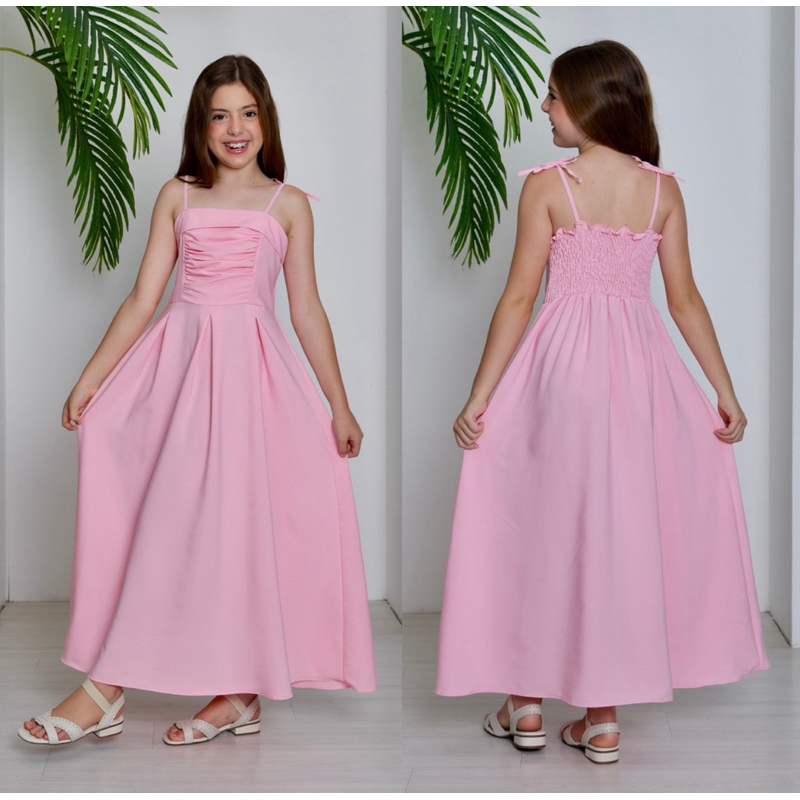 Vestido Infantil Juvenil Menina Alcinha regata franzido Laxtex festa em Oferta na Shopee