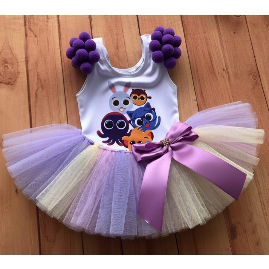 Conjunto Menina Bolofofos Roupa De Aniversário Saia Tutu Roupa Infantil para Menina Bolofofos