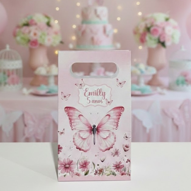 Sacolinhas Personalizadas para Lembrancinhas - Jardim Encantado - Borboletas - Sacolinha Surpresa
