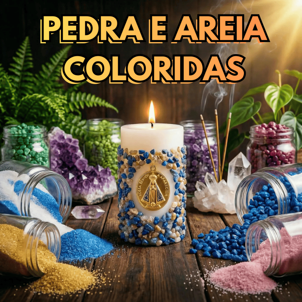 Imagem KIT Pedras e Areia Coloridas P/ Vela Gruta Vasos Decorativos Cuba de Pia Velas Aromáticas