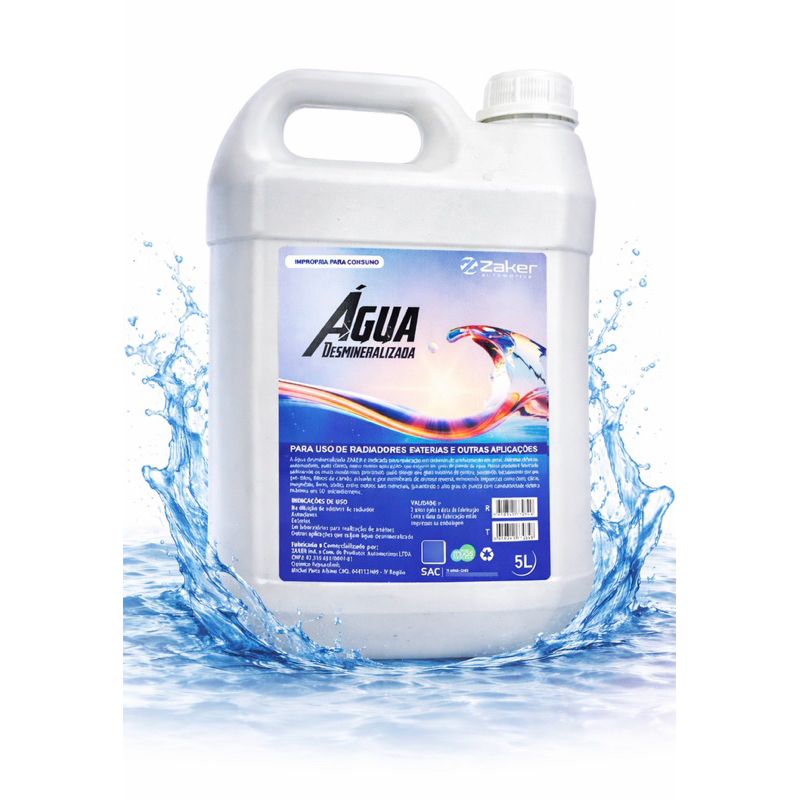 Agua Desmineralizada 5 Litros zaker para Radiadores E Bateria em Oferta na Shopee