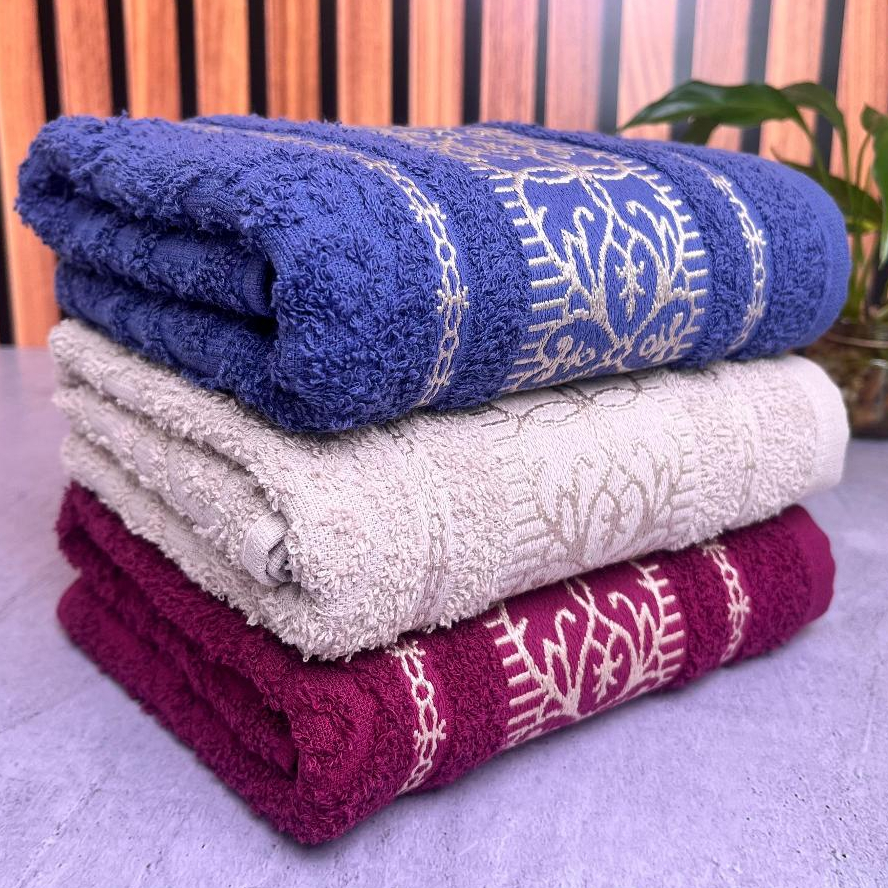 Kit 3 Toalhas de Rosto Luxo Premium Grossa e Bordada Felpuda 48x76cm 100% Algodão
