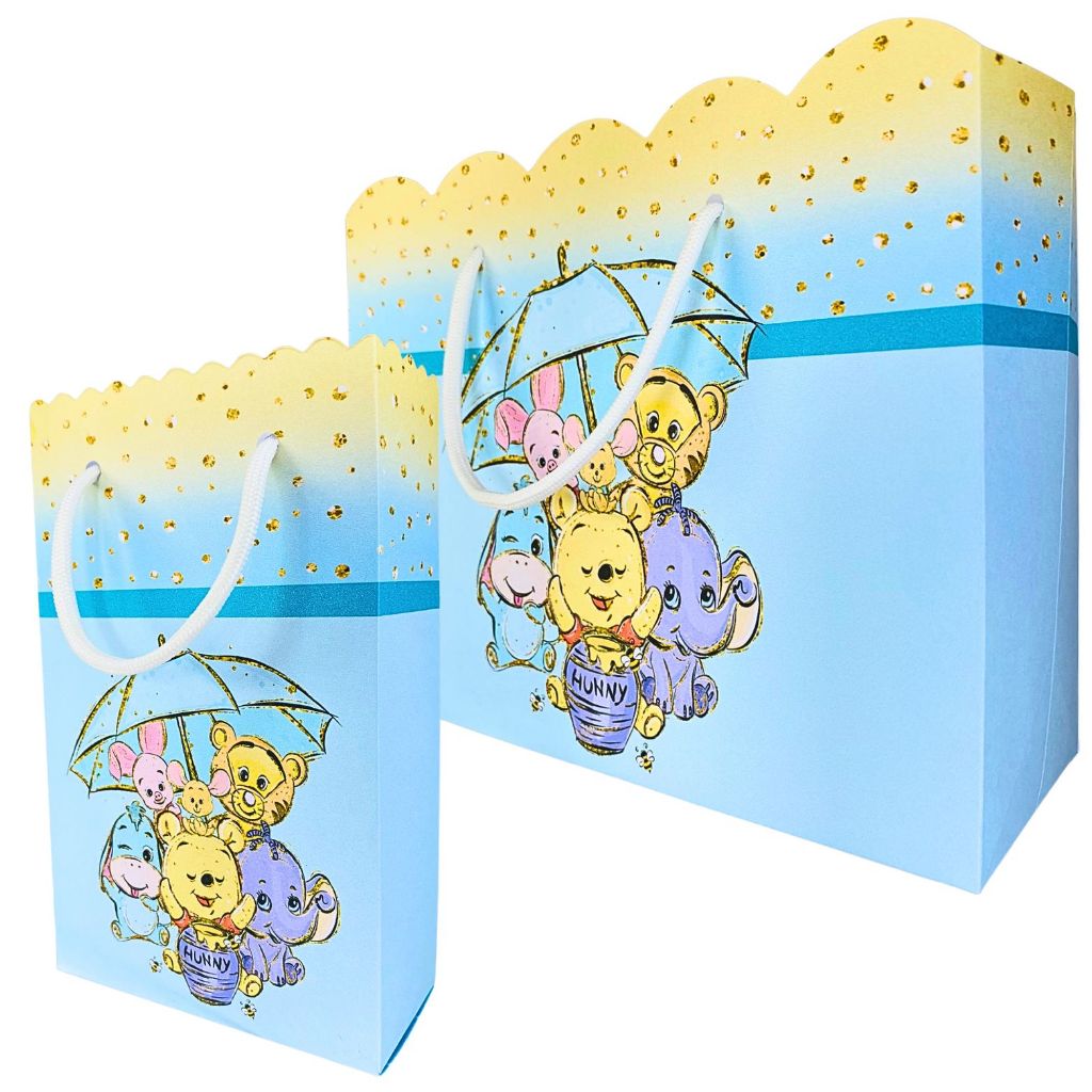 Sacolinha Ursinho Pooh Azul Sacolinhas para Lembrancinha de Aniversário Infantil Menino Sacolas Bolsinha Bolsa