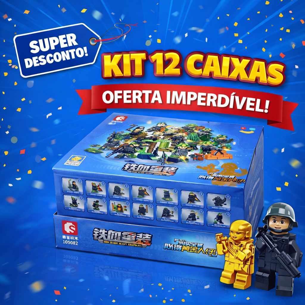 Kit 12 Caixas Blocos de Montar Militar SEMBO Soldados Exército Infantil Tipo Lego Brinquedo Educativo