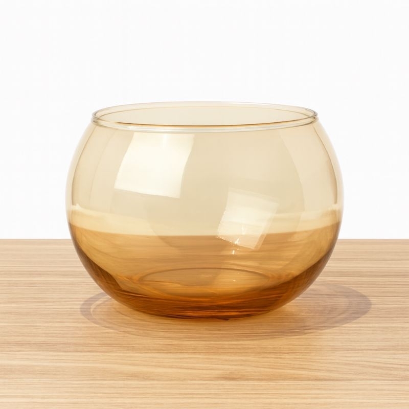 Vaso Decorativo em Vidro Âmbar Redondo | Centro de Mesa Elegante para Sala, Aparador e Decoração