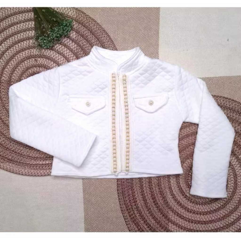 Casaco/Jaqueta Bolero Infantil Feminino Inverno Matelassê com Pérolas Menina Elegante em Oferta na Shopee