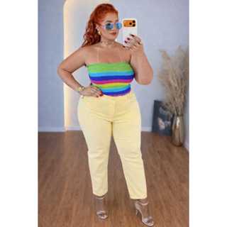 Cropped tricot com elastano /trico modal com elastano tomara que caia feminino Virginia 36 ao 50 slim ao plus size em Oferta na Shopee