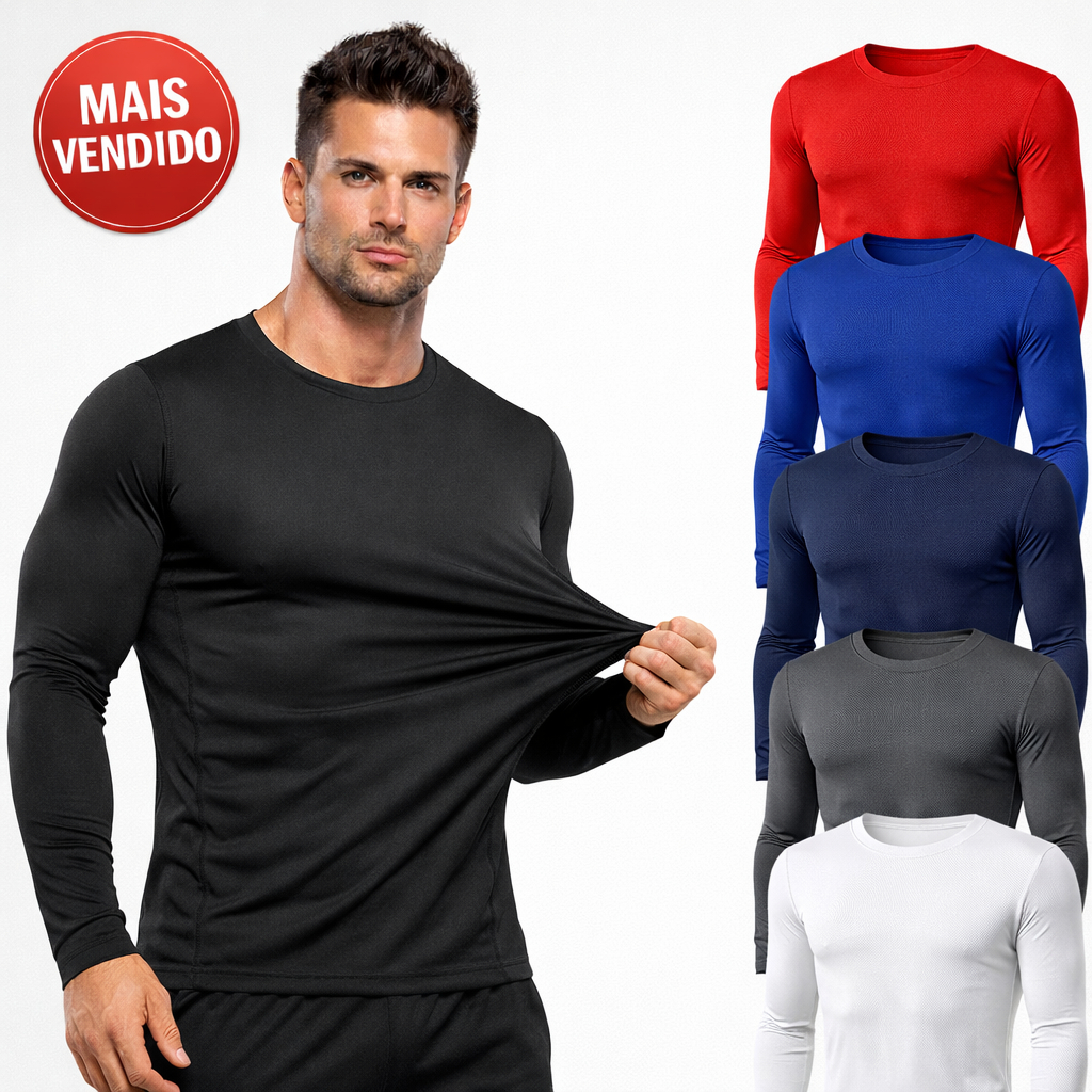 Camisa Térmica Segunda Pele UV 50+ Unissex Manga Longa Academia Malha Fria