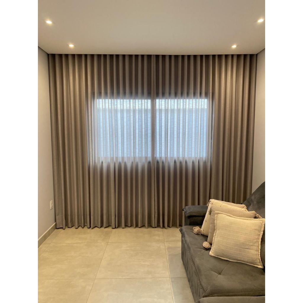 Cortina Trilho Suíço Voil Gaze de Linho modelo WAVE Luxo Premium Sem Forro em Oferta na Shopee