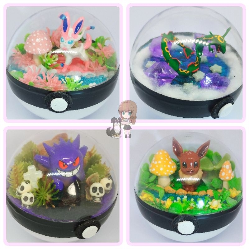 Pokébolas a Pronta Entrega Brilho/LED. Feitas artesanalmente, dioramas de pokemon, paraísos pokémon, terrários.