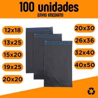 Kit 100 Envelope De Segurança Embalagem Envio Tamanho 12x18 13x25 15x20 19x25 20x20 20x30 26x36 32x40 40x50 em Oferta na Shopee