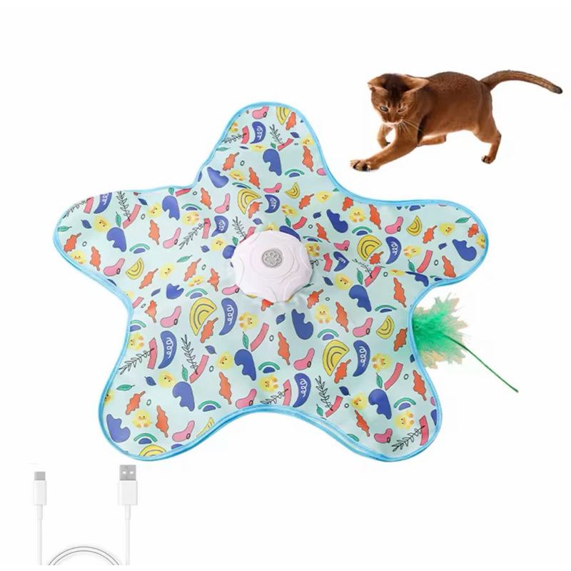 Brinquedo Interativo Para Gatos Tapete Esconde-Esconde Recarregavel Com Penas