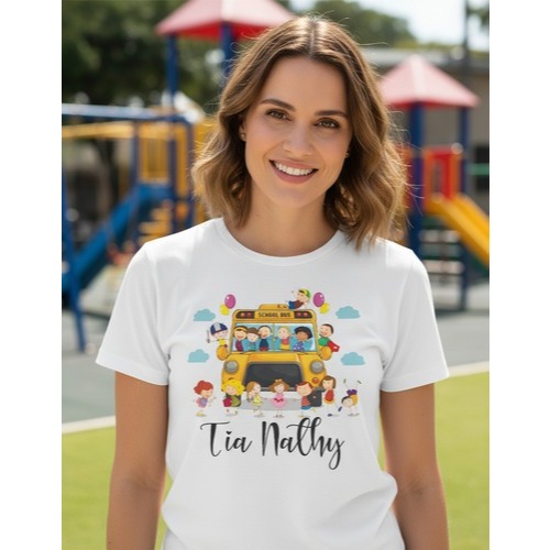 Camiseta Unissex, Ou baby look fem, Transporte Escolar personalizada