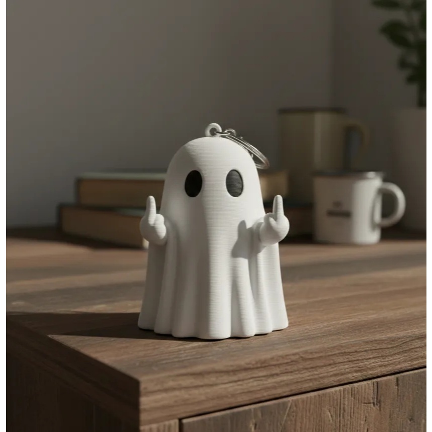 [O MAIS VENDIDO+ENVIO RÁPIDO!] Chaveiro Fantasma Dedo do Meio - Ghost Middle Finger - 3D
