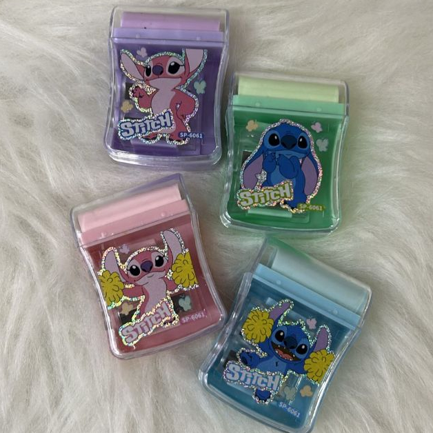 Apontador Duplo Com Deposito/Borracha Stitch e Angel Escolar