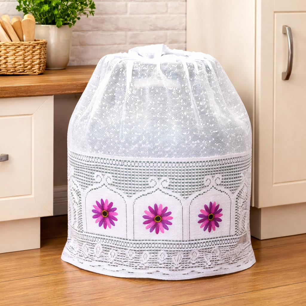 Capa De Botijão De Gás De Renda em tecido - Romance Cozinha OrganizadaCapa para Botijão de Gás 13kg em Renda Estampada –