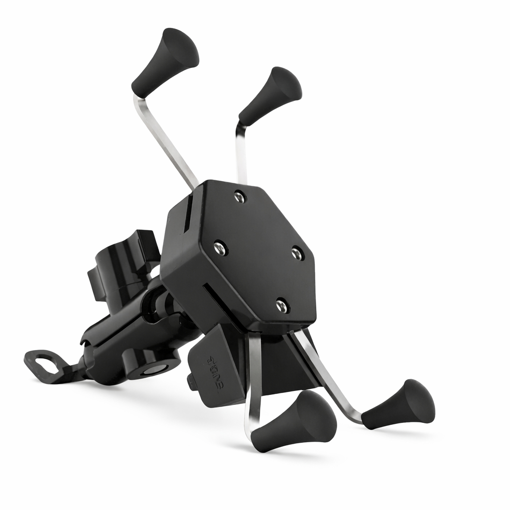 Suporte de Celular para Moto Universal com Carregador USB Fixação no Guidão para Smartphone e GPS