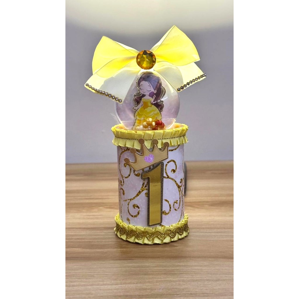 5 Cofrinhos Personalizados Luxo  - Princesas da Disney Bela - Lembrancinha de Festa Infantil
