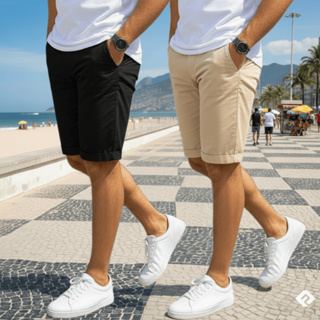 Kit 2 Bermuda Sarja Colorida Premium Masculino Diversa Cores em Oferta na Shopee