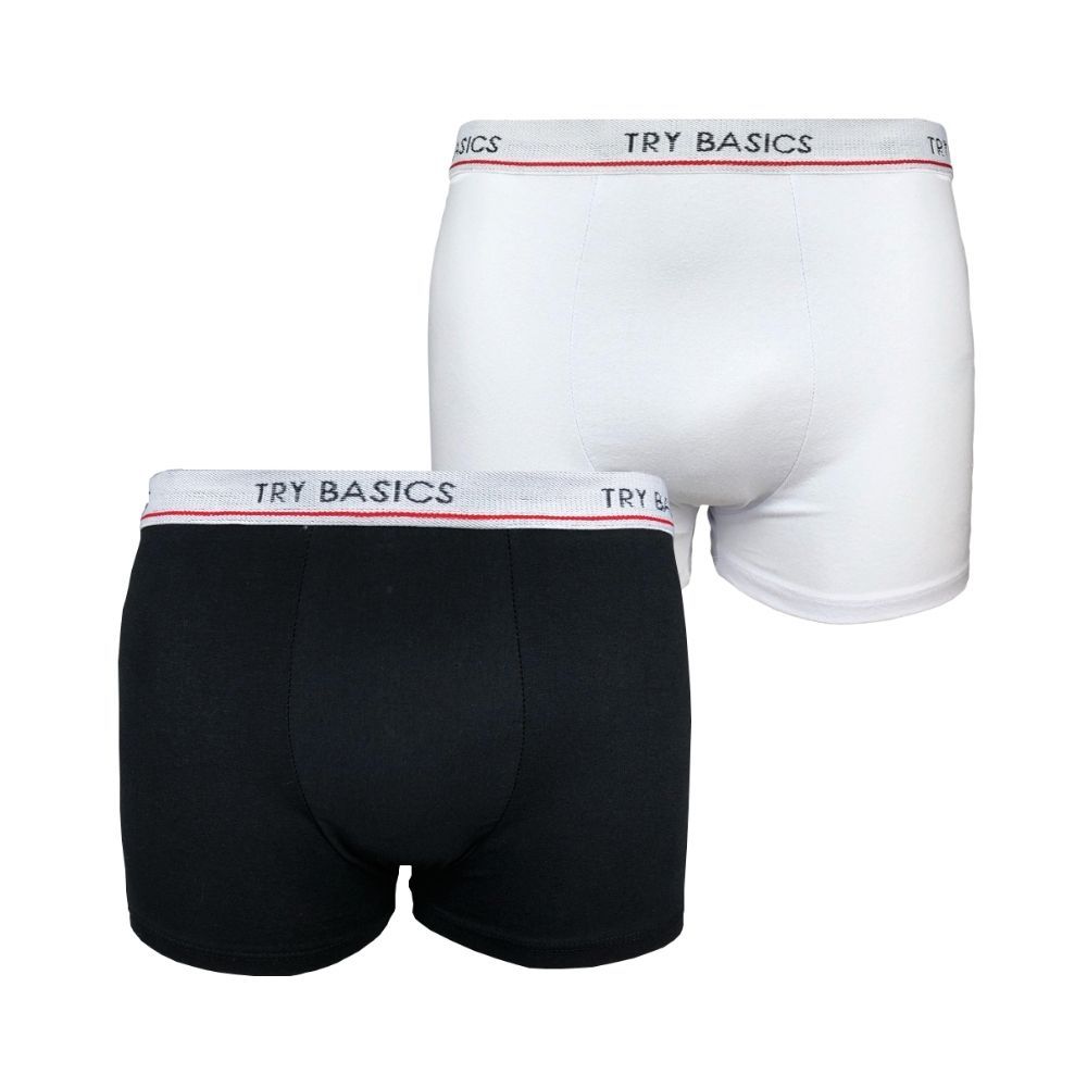 Kit 2 Cuecas Boxer Infantil Box Algodão Cotton Conforto Branca e Preta Promoção