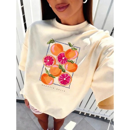 Camiseta Feminina Oversized 100% Algodão T-Shirt Over Moda Feminina Casual Estilosa Confortável Streetwear