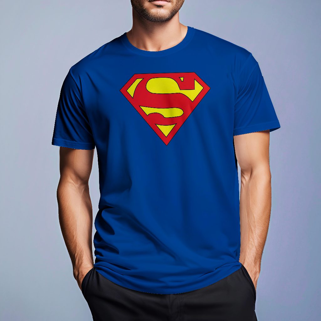 Camiseta Algodão Masculina Estampada- Super Homem Super Man Personagem Super Herói 100% Algodão