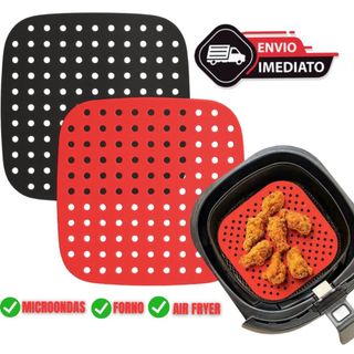 Tapete de Cozimento para Air Fryer Protetor de Silicone Reutilizavel Fritadeira Quadrado