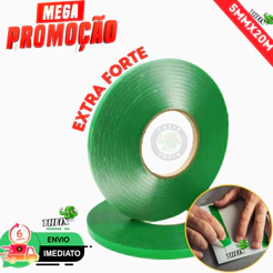1 a 8 Rolo Fita Dupla Face 5mmx20m Extra Forte Acrílica Ideal para Espelho Placas PVC Moldura Quadro