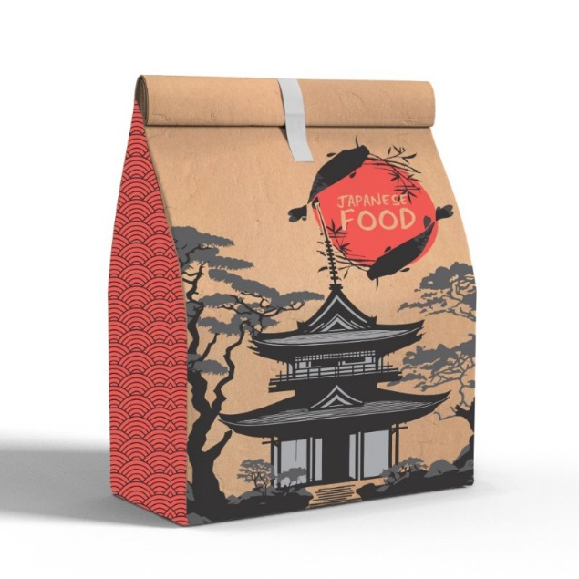 Sacos Oriental Food Papel Kraft Para Delivery  - Sushi, Temaki, Japonês 100 Unidades em Oferta na Shopee