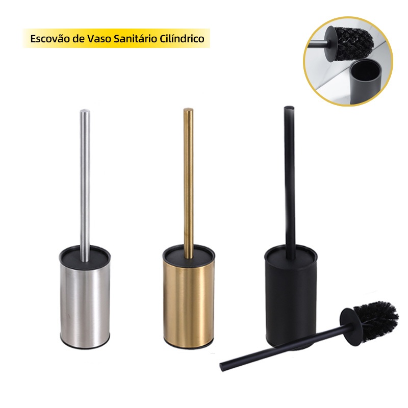 Escova de Limpeza para Sanita e Casa de Banho em Aço Inoxidável 304, com Base, Escova Moderna para Casa de Banho