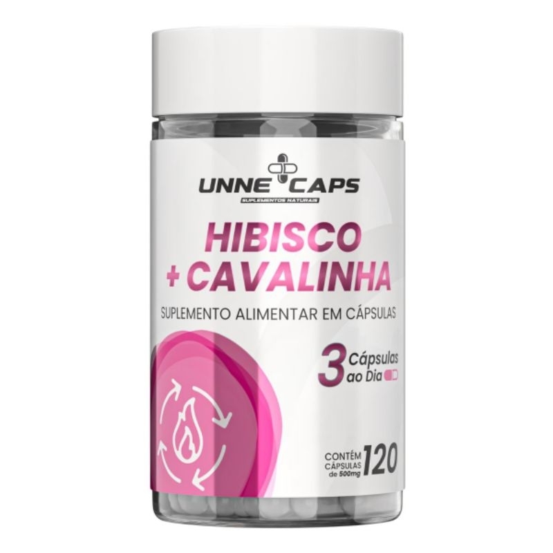 Hibisco + Cavalinha 120 Cápsulas 500mg – Suplemento Alimentar Natural – Unne Caps