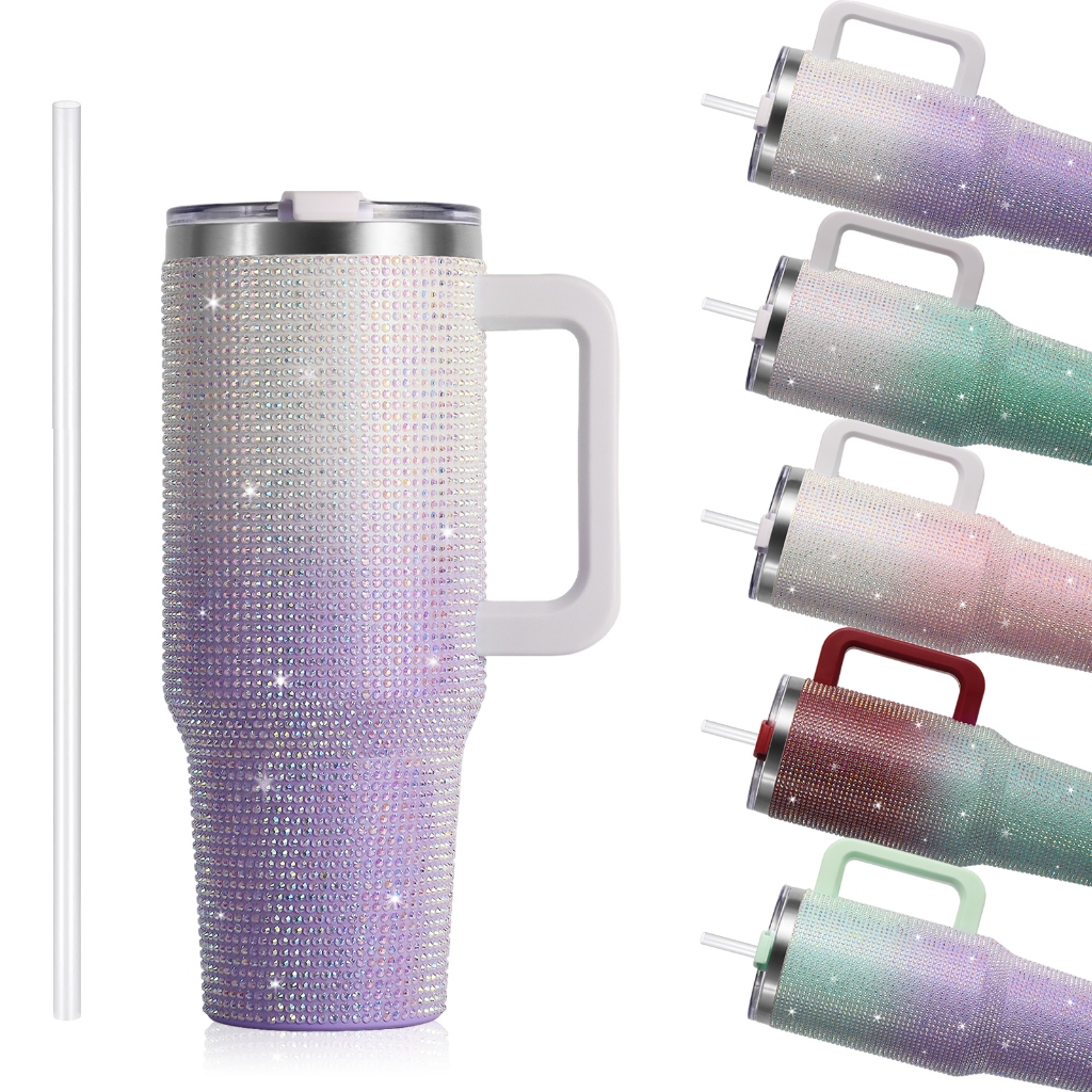 WATERSY Garrafa térmica em aço inoxidável com detalhes em strass,  presente de aniversário perfeito.