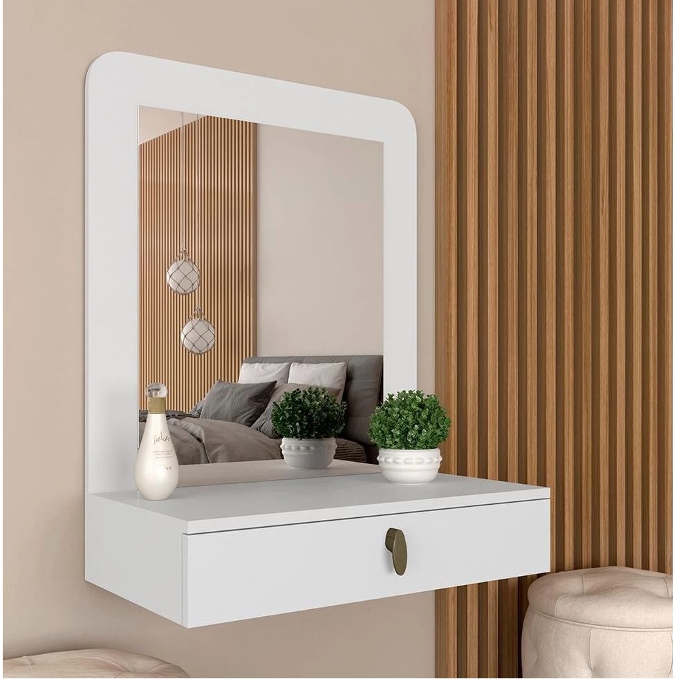 Penteadeira Camarim Suspensa Com Espelho e Gaveta completo 60cm Ja vai montado