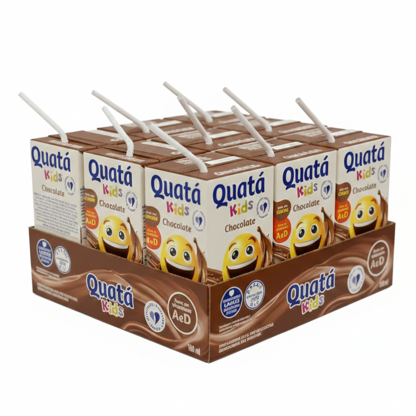 Kit 12 Lanche Caixa Achocolatado Quata Bebida Kids Trevo Colegio Recreio Merenda Criança 200 Ml