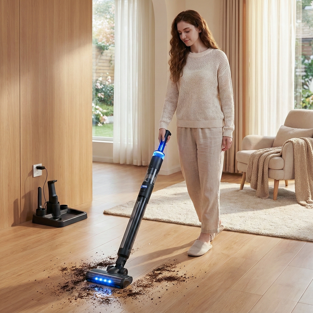 Máquina de limpeza Pisos 5 em 1 de Alta Potência 200W, 4 modos, pode deitar-se para giro flexível, sem manchas em Oferta na Shopee