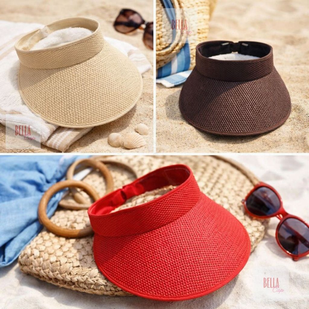 Boné Viseira Chapéu Feminino Verão Aba Larga Proteção ao Sol Praia Piscina