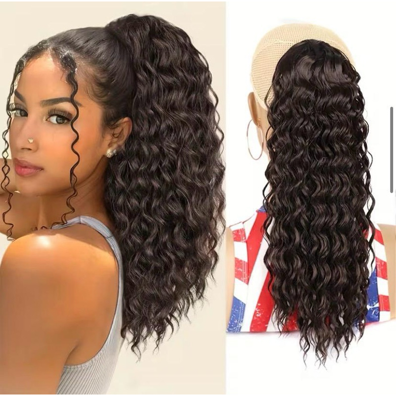 Rabo de cavalo cacheado volumoso semelhante ao humano médio em Oferta na Shopee